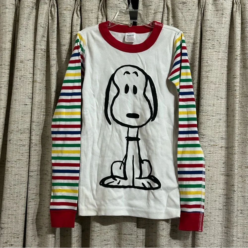 Hanna Andersson Peanuts Snoopy Striped Long John Pajama Set